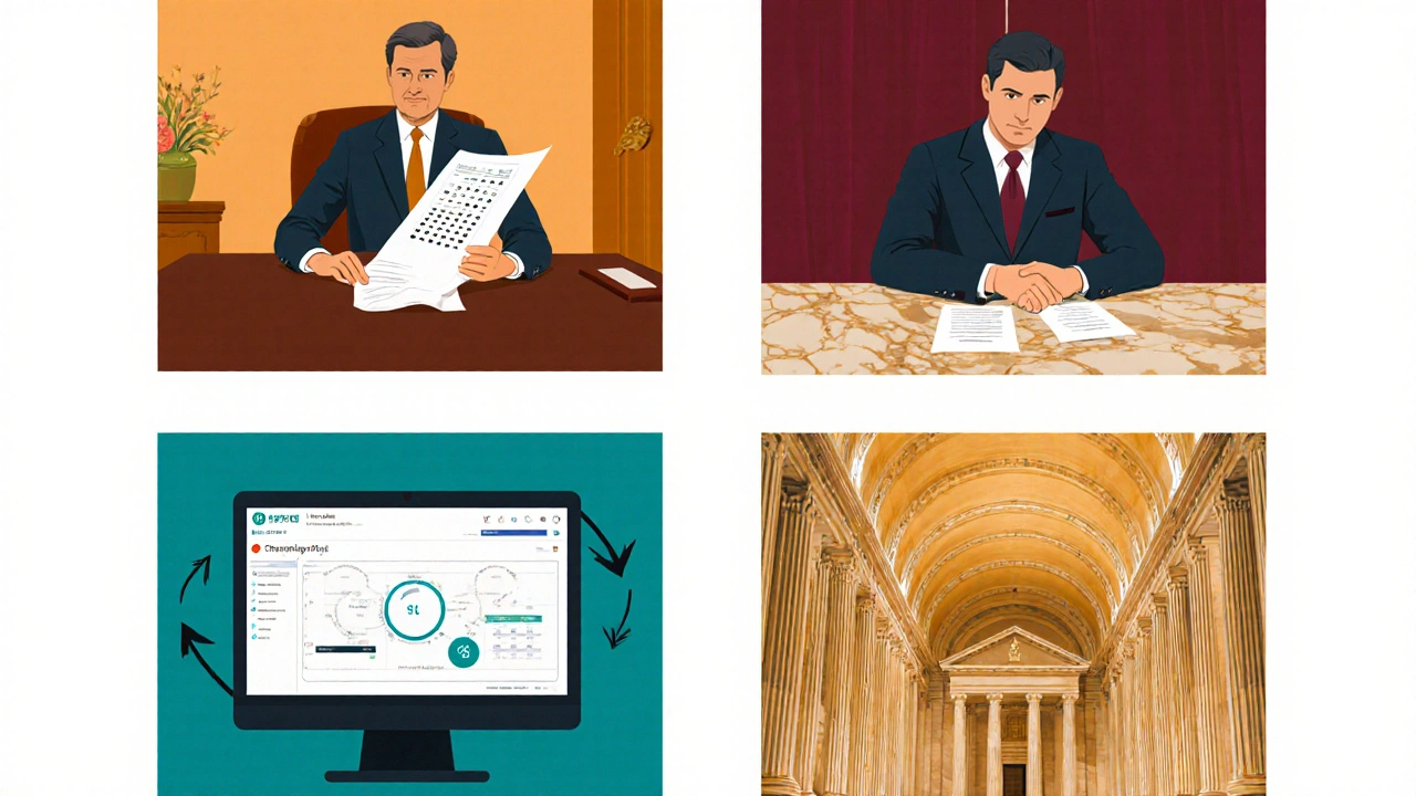 Ilustrace procesu vydání poukázky: ministr, banka, online aukce a Česká národní banka.