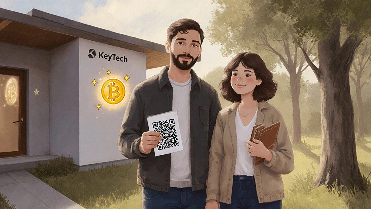 Česká rodina před domem postaveným na příjmech z bitcoínů.