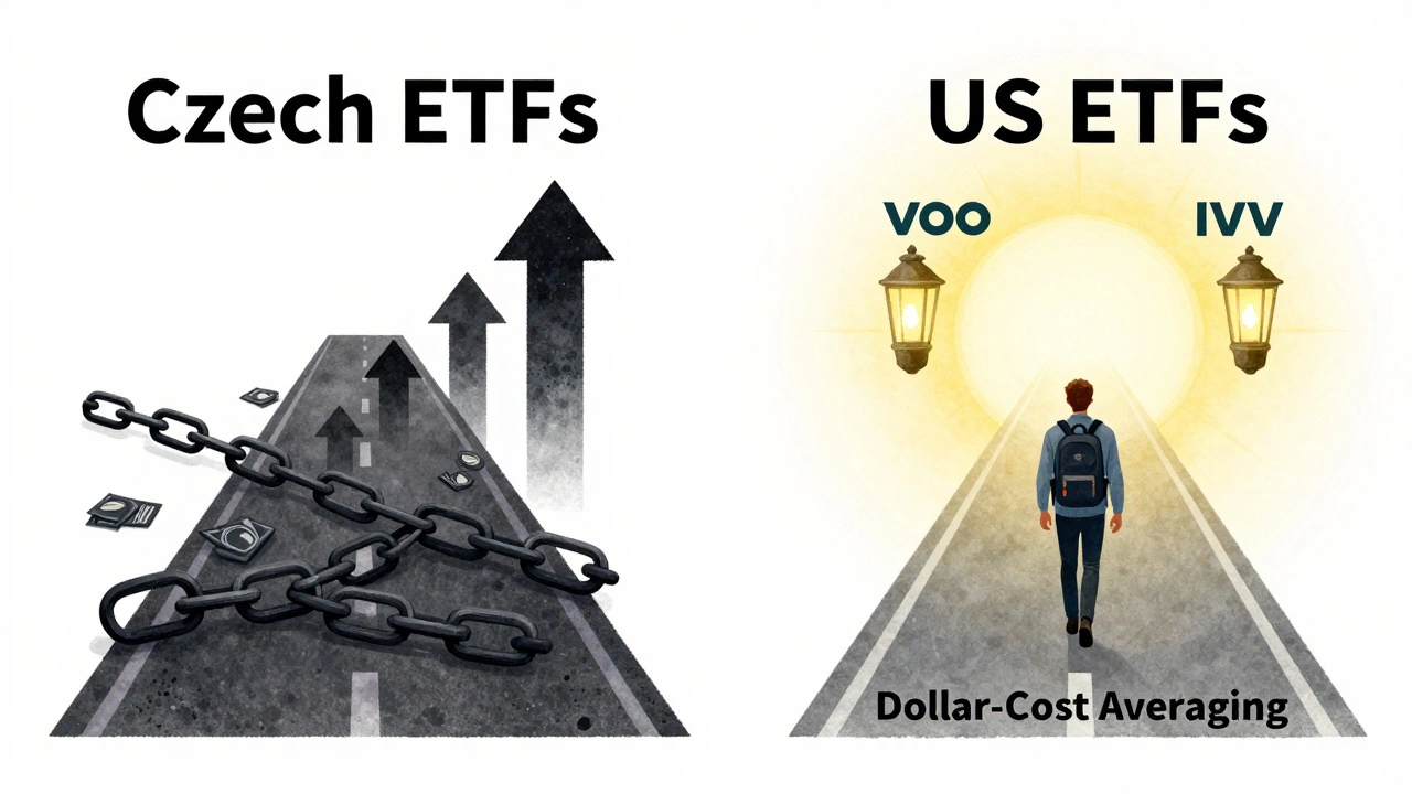 Dvě cesty: jedna s vysokými poplatky, druhá s jasným cílem investice do S&amp;P 500.