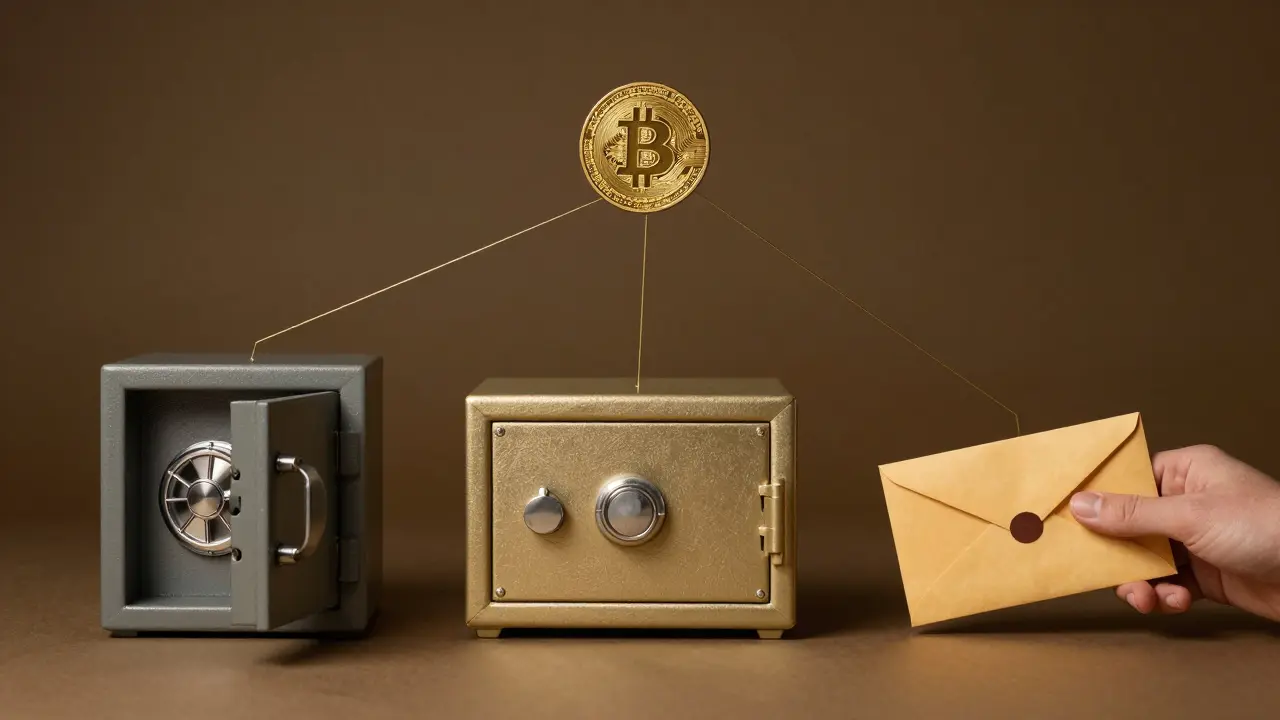 Tři bezpečné místa pro uložení obnovovací fráze: bezpečnostní schránka, bankovní schránka a důvěryhodná osoba.