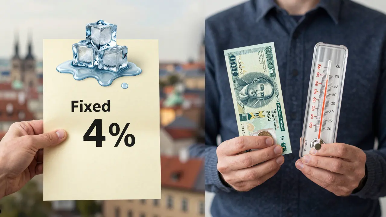 Contrast between fixed-rate bond melting under inflation and indexed bond with rising value