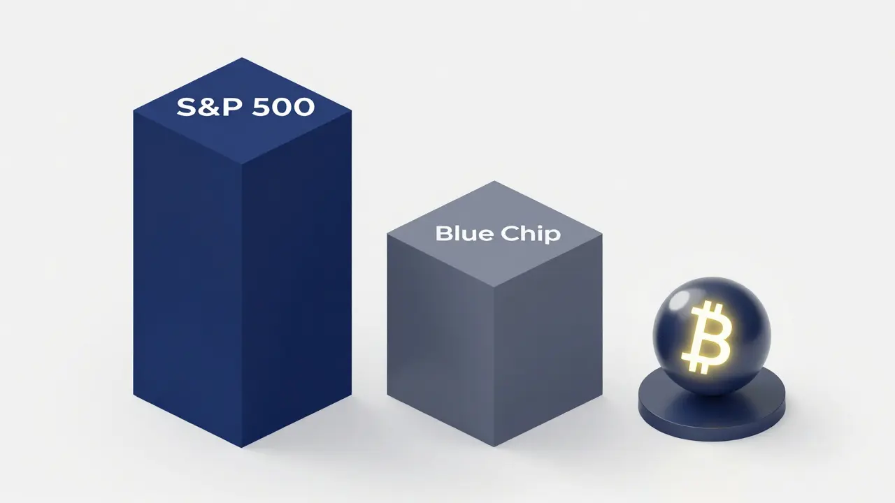 Izometrický model diverzifikovaného investičního portfolia s ETF a akciemi.