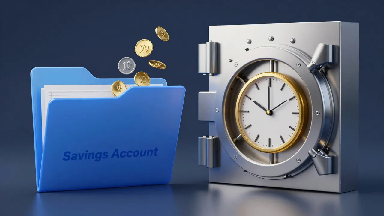 Konceptuální zobrazení spořicího účtu a termínovaného vkladu.