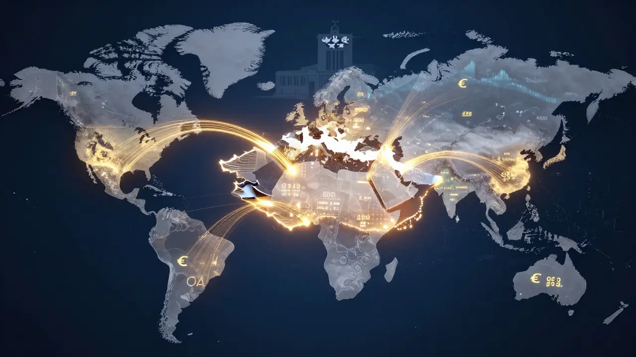 Abstraktní mapa globálních toků kapitálu směřujících do České republiky