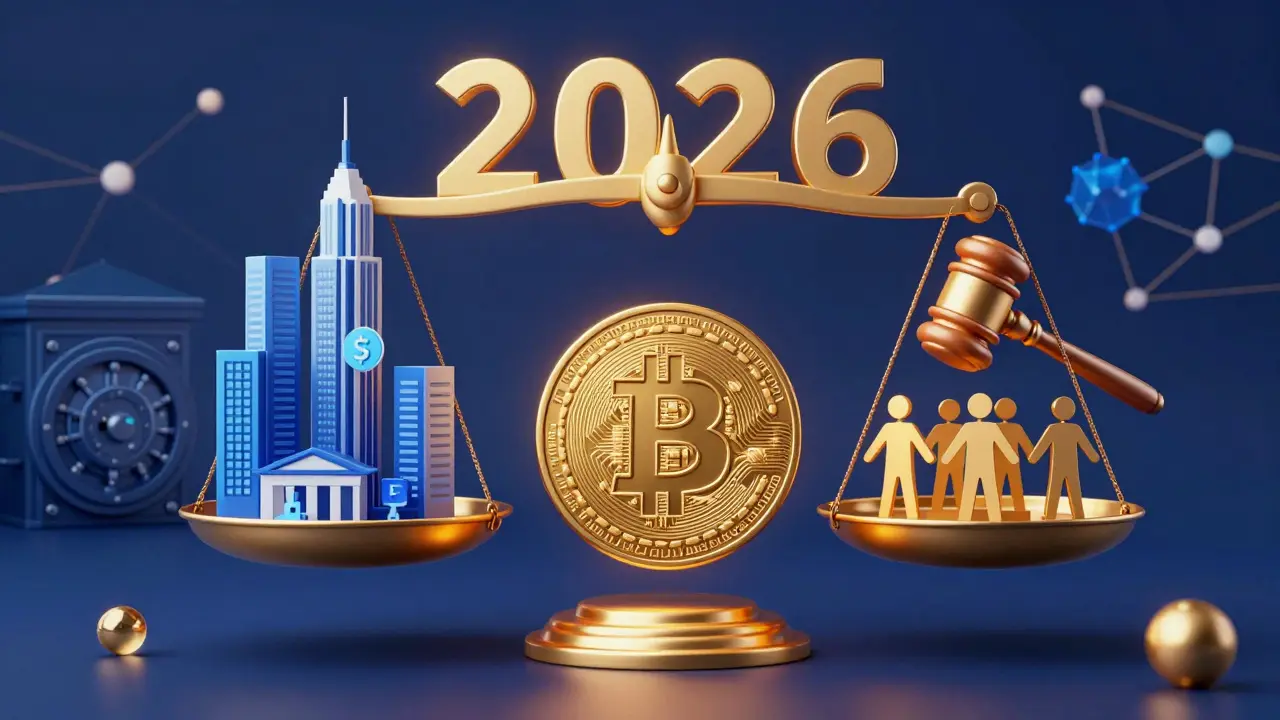 Konceptuální vizualizace faktorů ovlivňujících cenu Bitcoinu: investoři, regulace a těžba