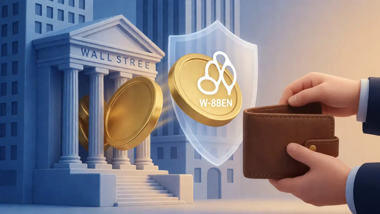 Zlatá mince prochází štítem W-8BEN od Wall Street k investorovi v ČR